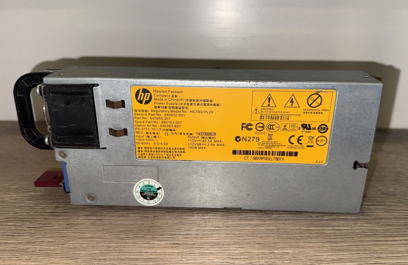HP Power Supply 750W 120-240V PSU 634955-201 Tested Working