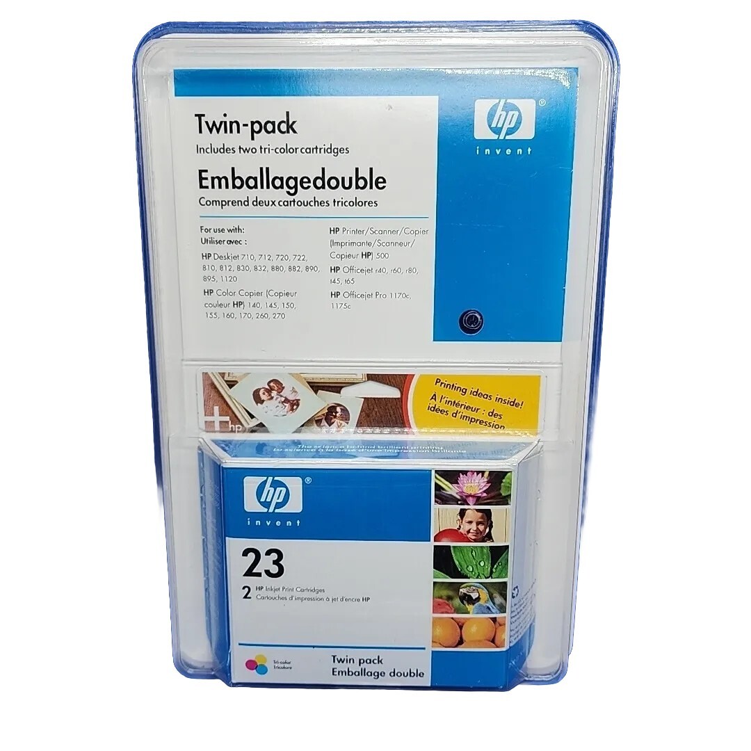HP 23 C6643-80002 257313 Twin-Pack Tri-Color Genuine Ink Cartridges