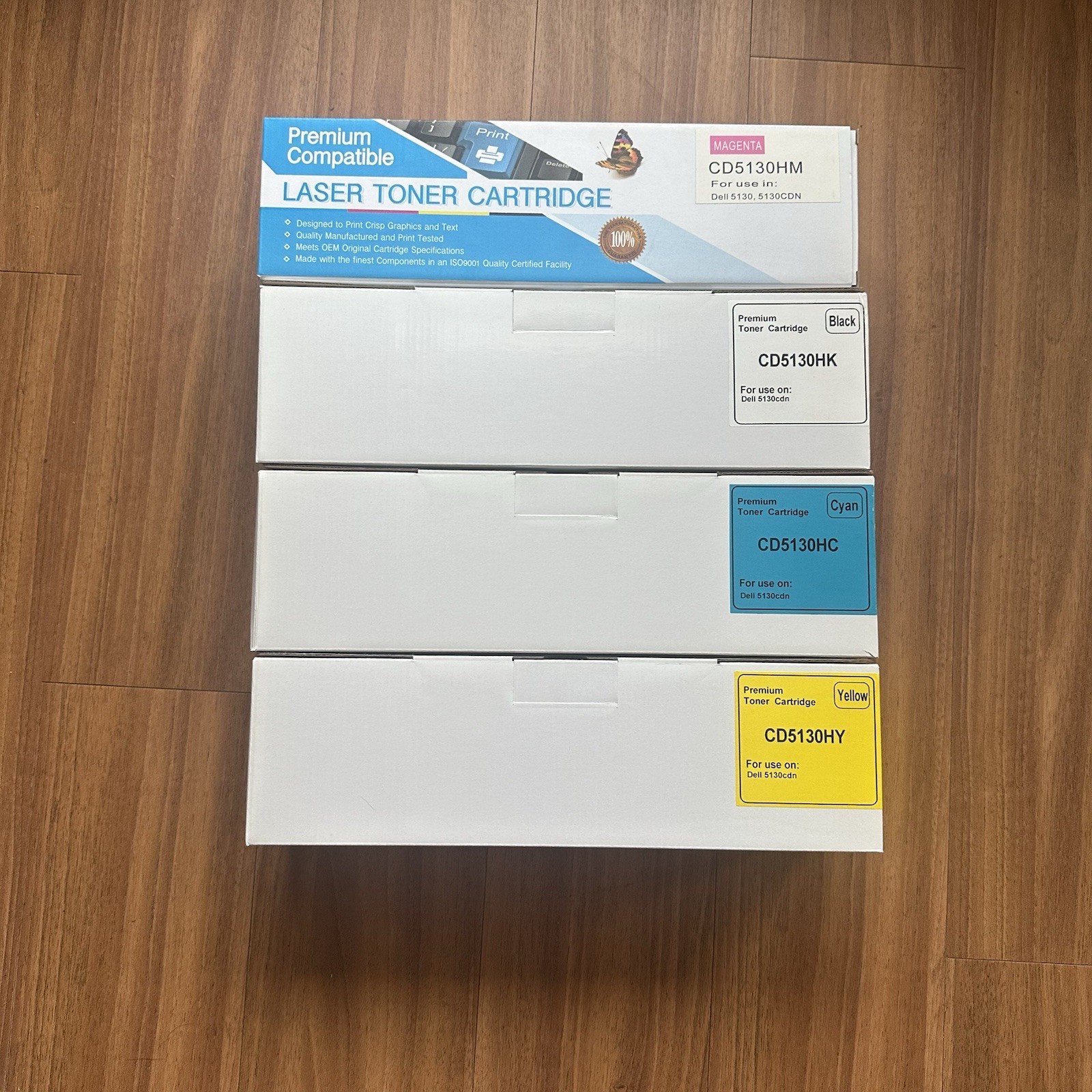 Set of 4 Genuine Dell 5130cdn Laser Toner Cartredges Cyan/Magenta/Yellow/Black