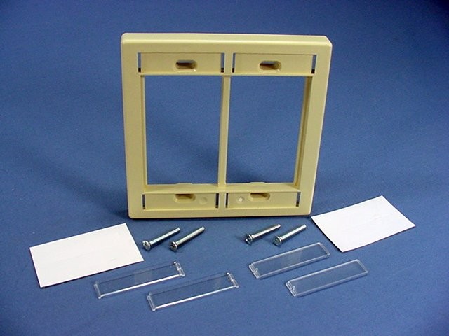 Leviton 41290-DMI Ivory 2-Gang 3-Unit MOS Modular Insert Wallplate Cover Frame