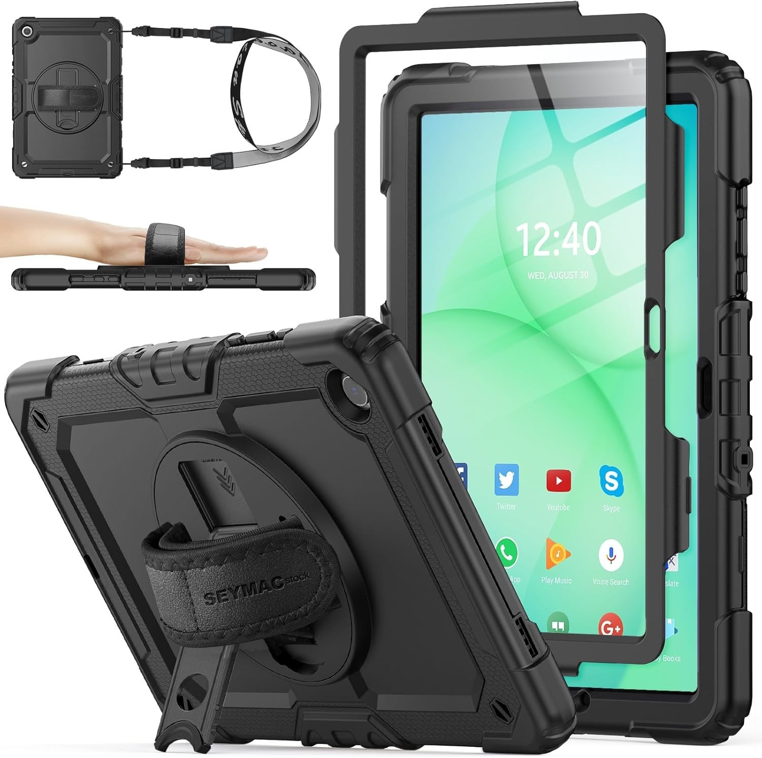 SEYMAC Stock Case for Samsung Galaxy Tab A9+ Plus 11" Rugged Black