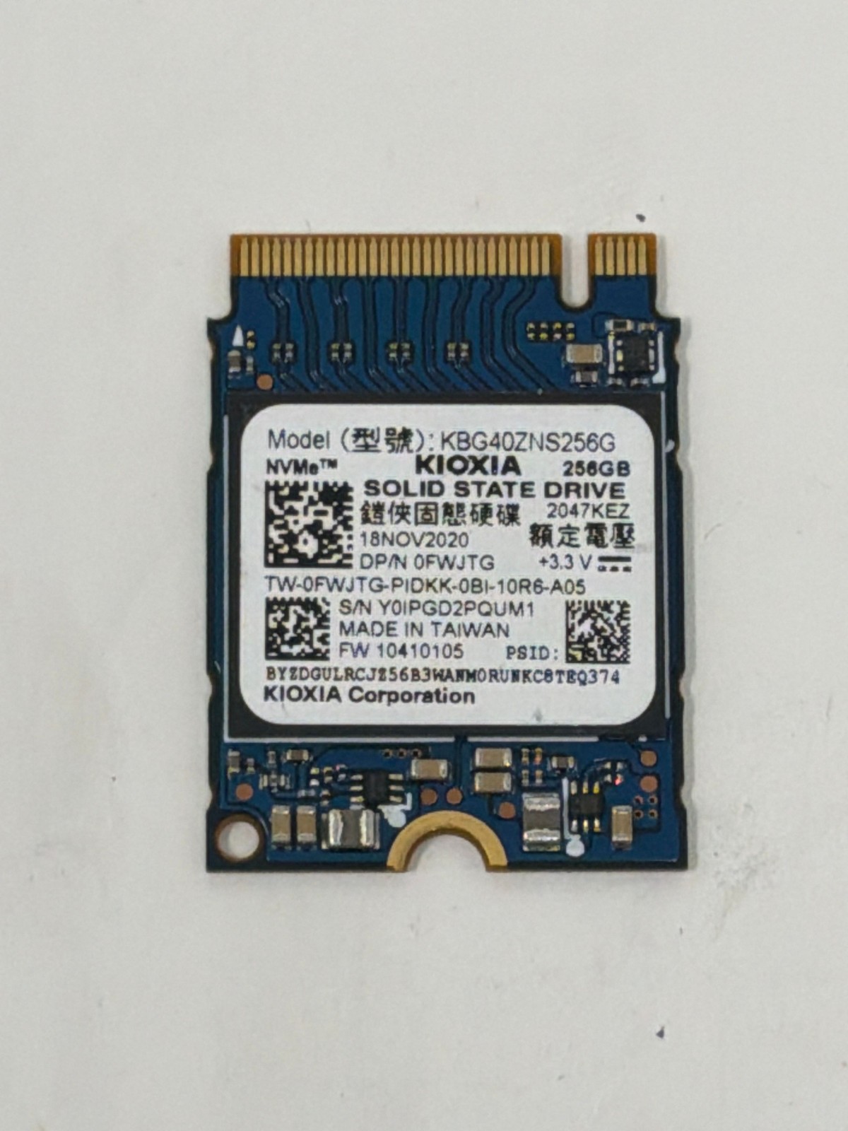 Kioxia KBG40ZNS256G 256GB NVMe SSD Grade B