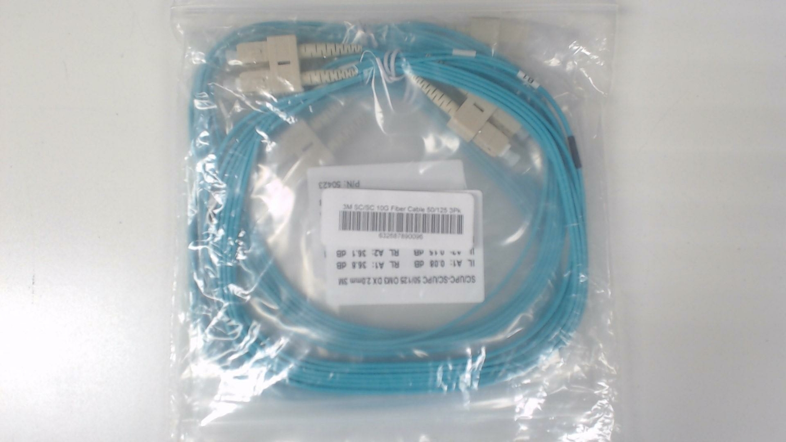 3 Pack - 3M SC / SC 10G Fiber Optic Cables 50/125 Aqua