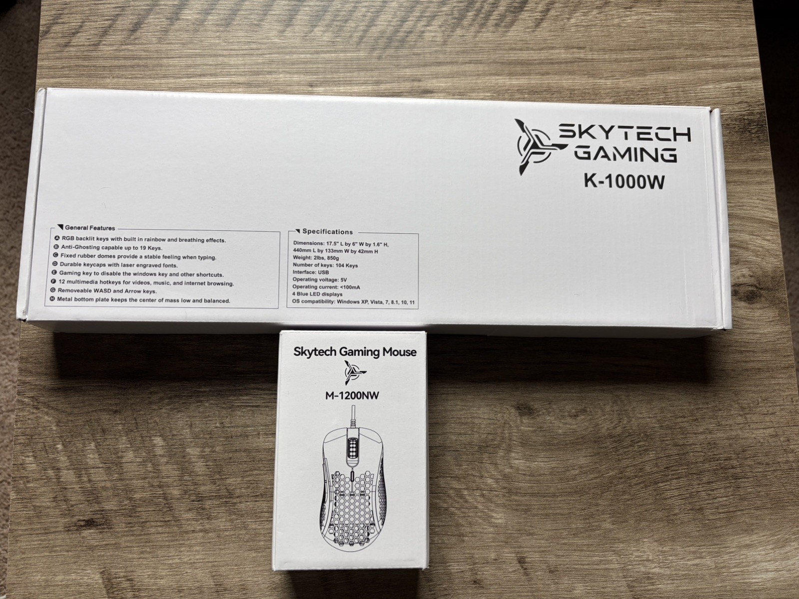 Illuminated RGB White Gaming Keyboard and Mouse - Brand New - Skytech Gaming