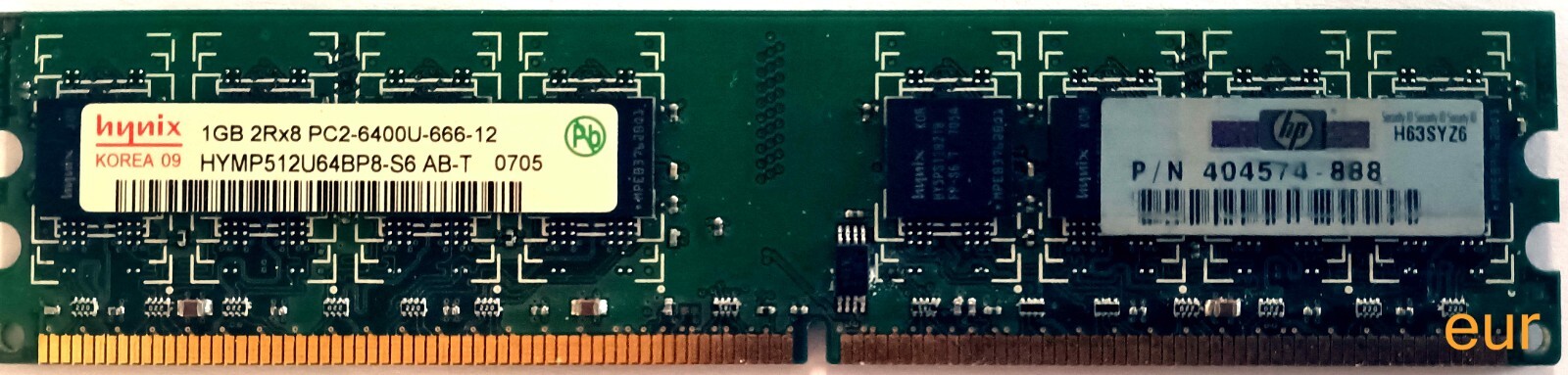 HP 404574-888 1GB DDR2 PC2-6400 800MHZ CL6 Non-ECC Memory Card