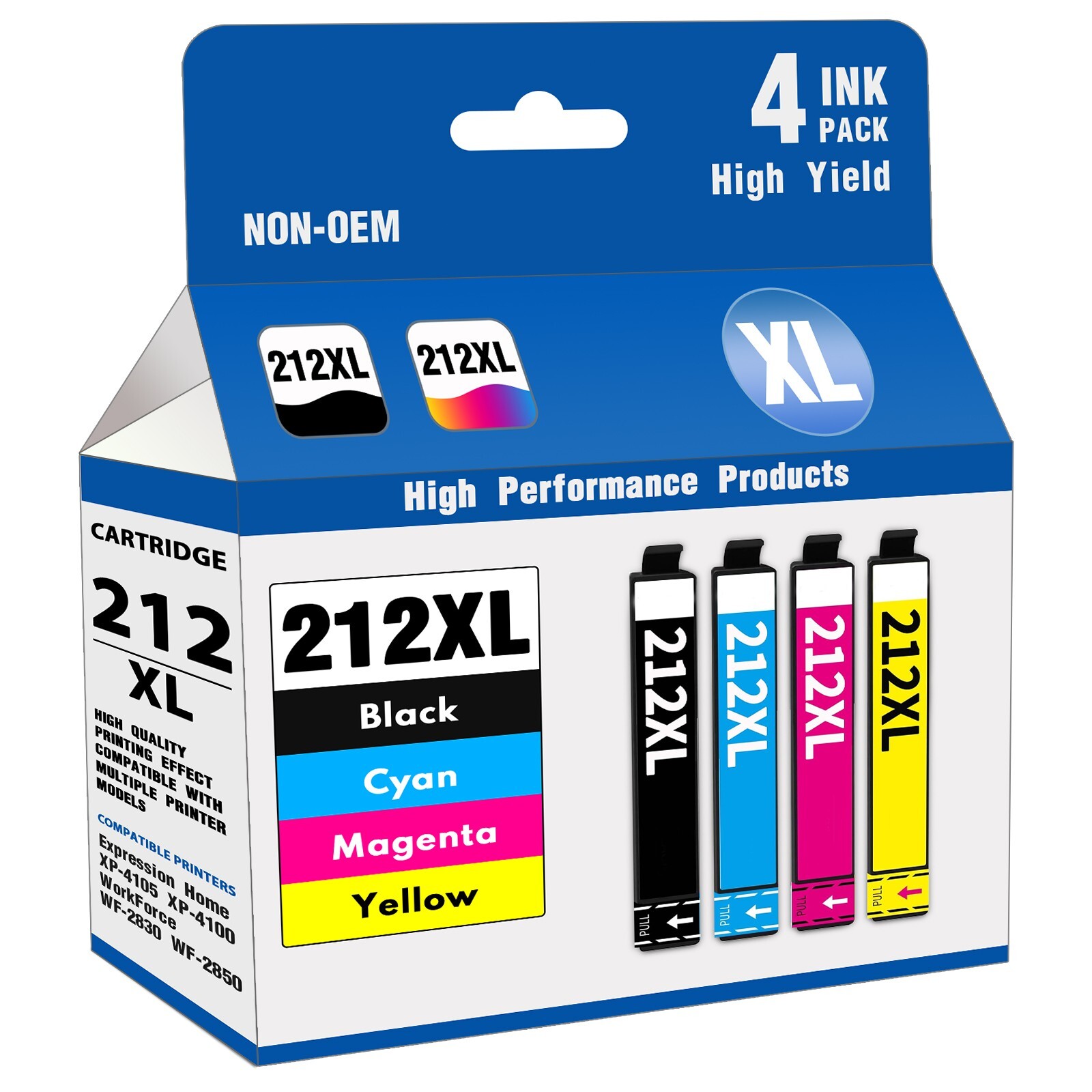 212XL Ink for Epson XP-4105 WF-2830 WF-2850 Printers (Black/Cyan/Magenta/Yellow)