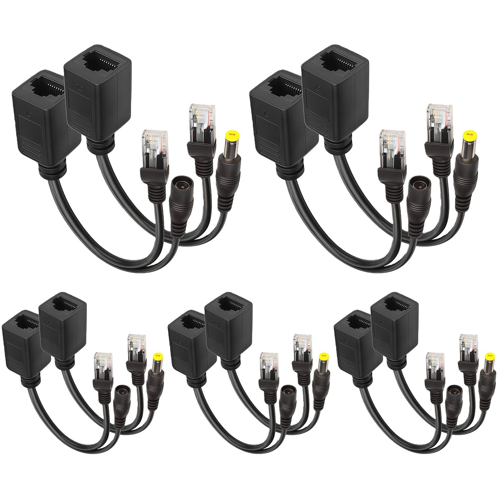 Passive PoE Injector 5 Pairs Passive PoE Injector and PoE Splitter Kit with 5...