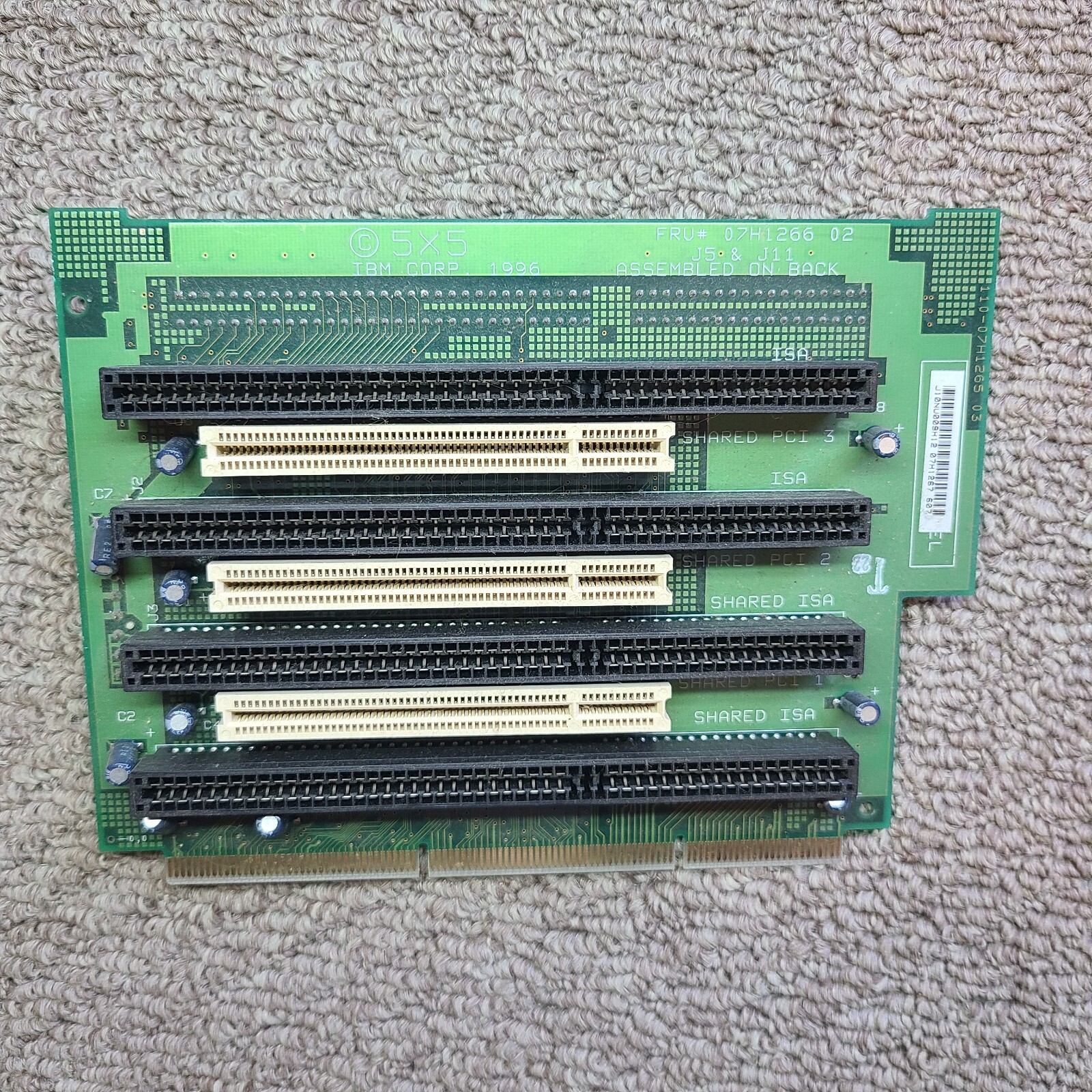 IBM 07H1266 5X5 Riser Expansion Board 5x ISA Slots 3x PCI Slots 1996 110-07H1265