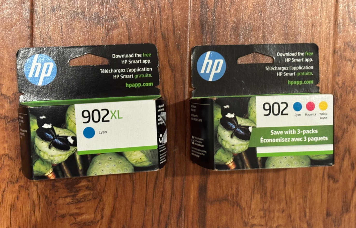 NEW Lot of (2) Genuine OEM Authentic HP 902 Cyan Magenta Yellow Ink Cartridges