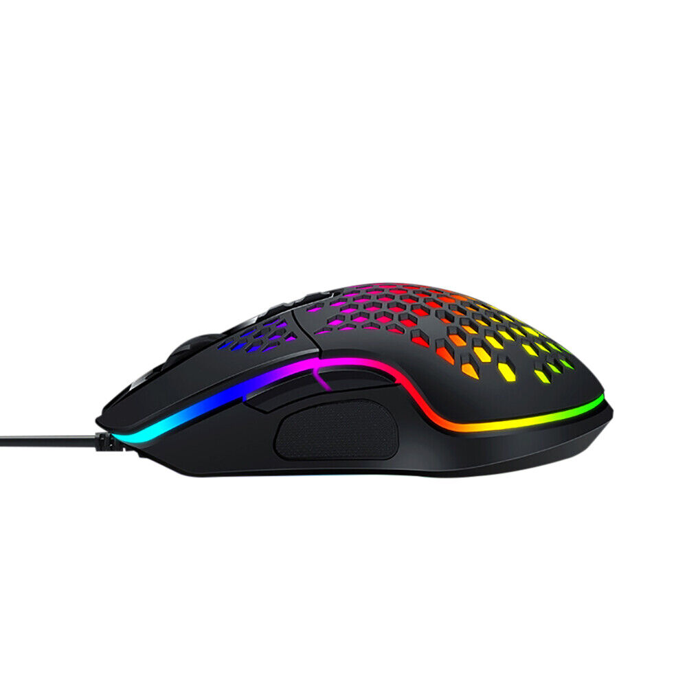 Gaming Mice Mouse 6400 DPI USB RGB Flowing Backlit Light Wired PC Laptop Compute