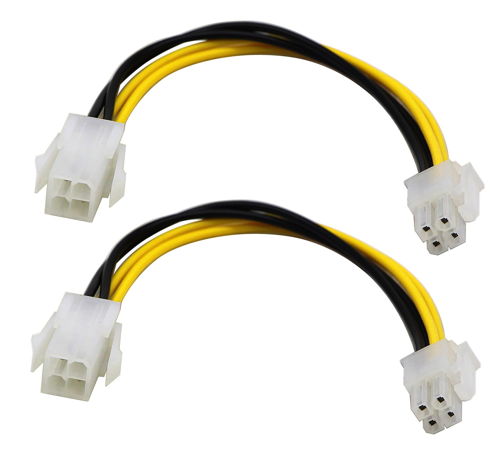 (2-Pack) 4-Pin Molex M/F SATA Cable ATX 12V Power Supply 4-Pin CPU Male to Femal