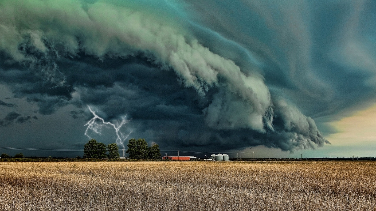 Landscape trees supercell field building storm clouds Custom Gaming Mat Desk