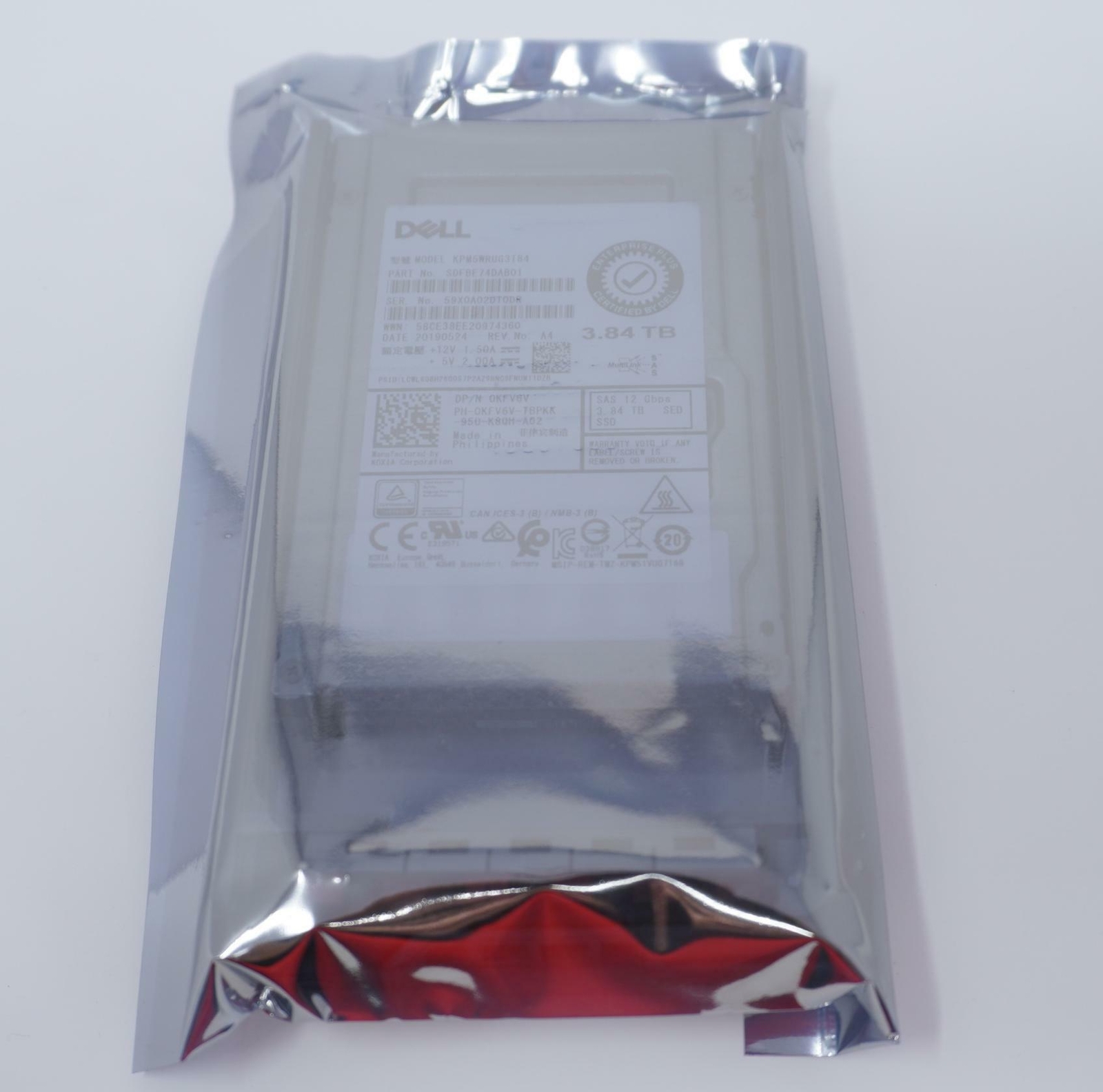 KPM5WRUG3T84 3.84TB 12G SED SAS 2.5" for Dell ME4012 ME4024 ME412 ME424 ME5024
