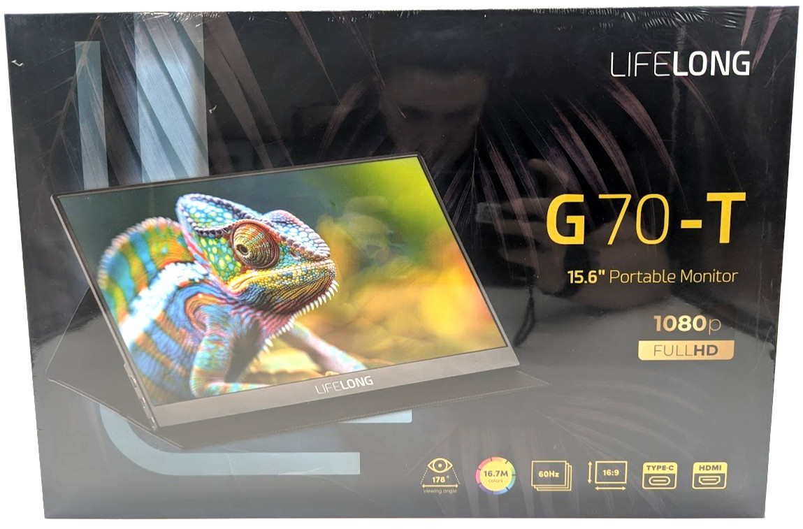 *NEW* Lifelong 15.6" 1080P Portable Monitor G70-T: IPS, Built-In Speakers, 60Hz