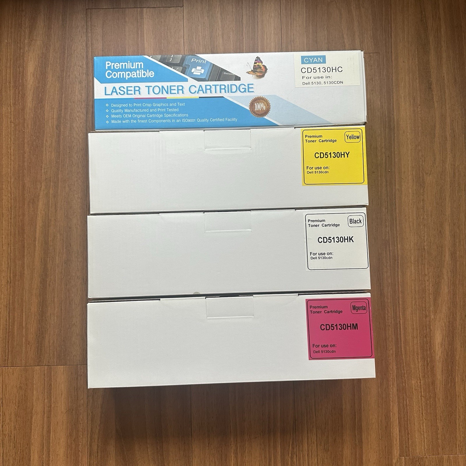 Set of 4 Genuine Dell 5130cdn Toner Cartridges Cyan/Magenta/Yellow/Black