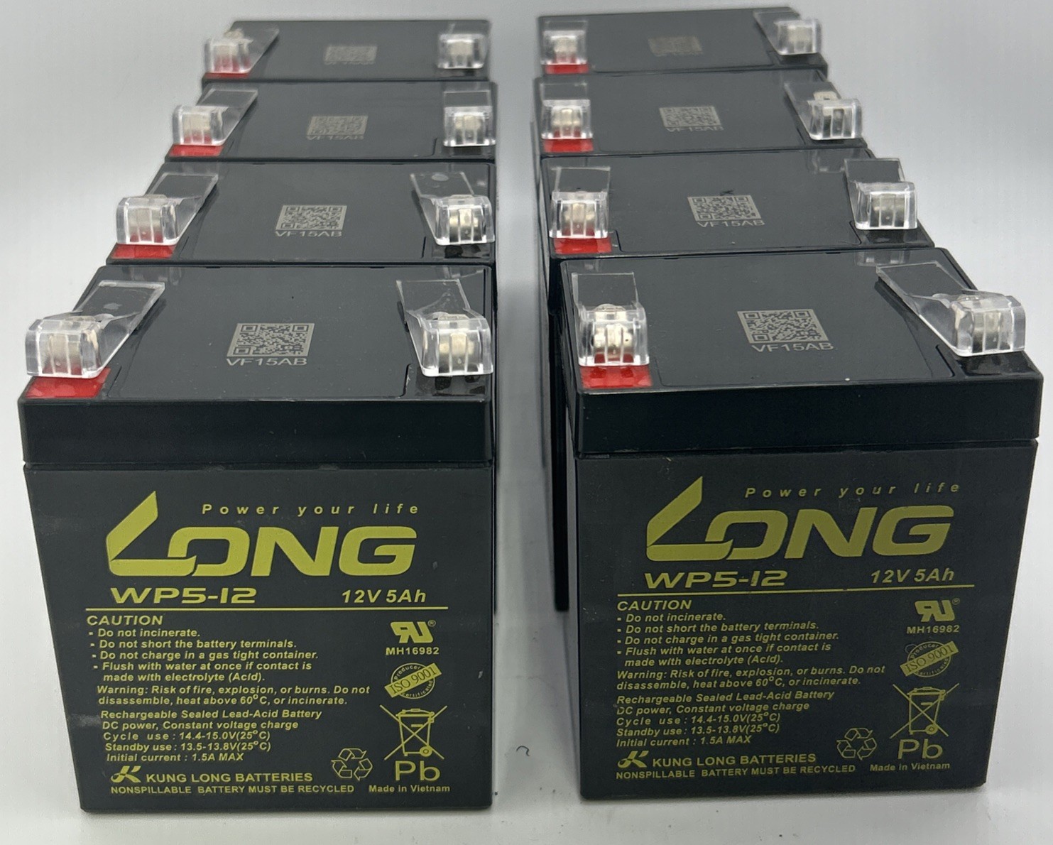 Lot Of 8 KUN LONG WP5-12 12V 5AH RECHARGEABLE SLA BATTERY APC RBC117 OLD STOCK
