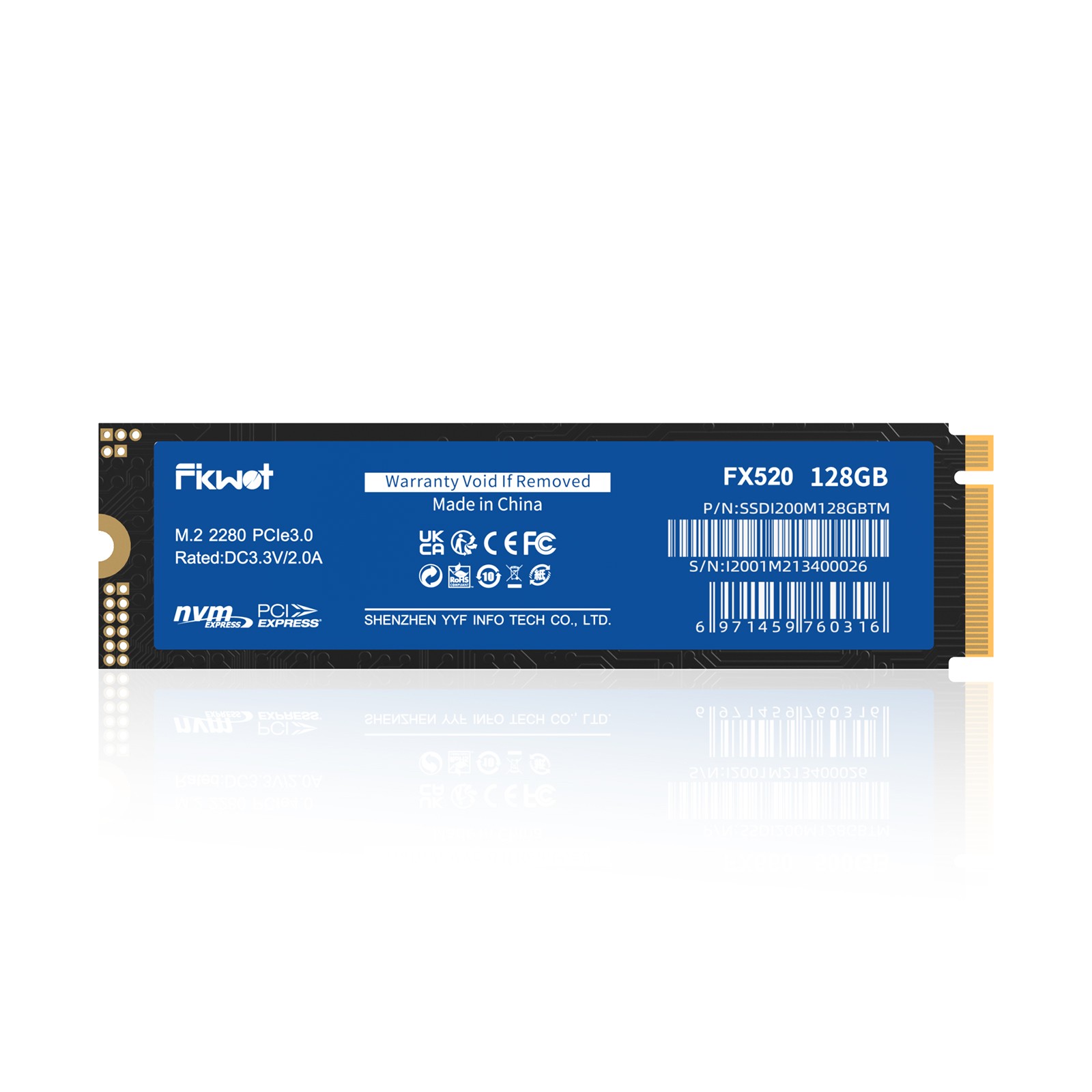 Fikwot M.2 NVMe SSD 2280 PCIe Gen3.0 x 4 128GB Internal Solid State Drive PC MAC