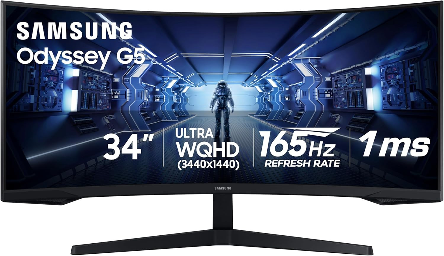 Samsung 34" Odyssey G5 Ultra-Wide Gaming Monitor with 1000R Curved Screen