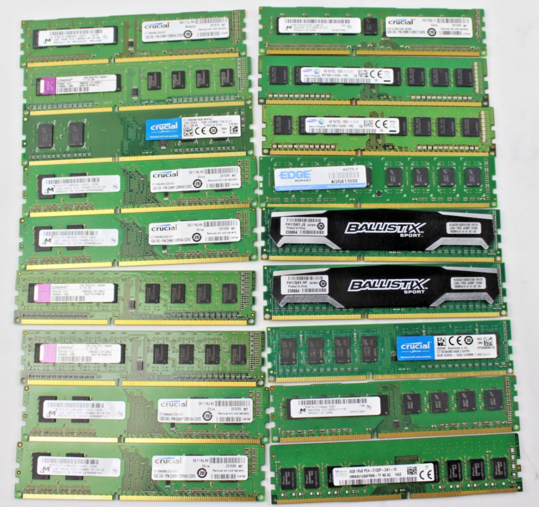 Lot of 18 Various DDR3/DDR4 Desktop RAM 1GB, 4GB, 8GB, See Description