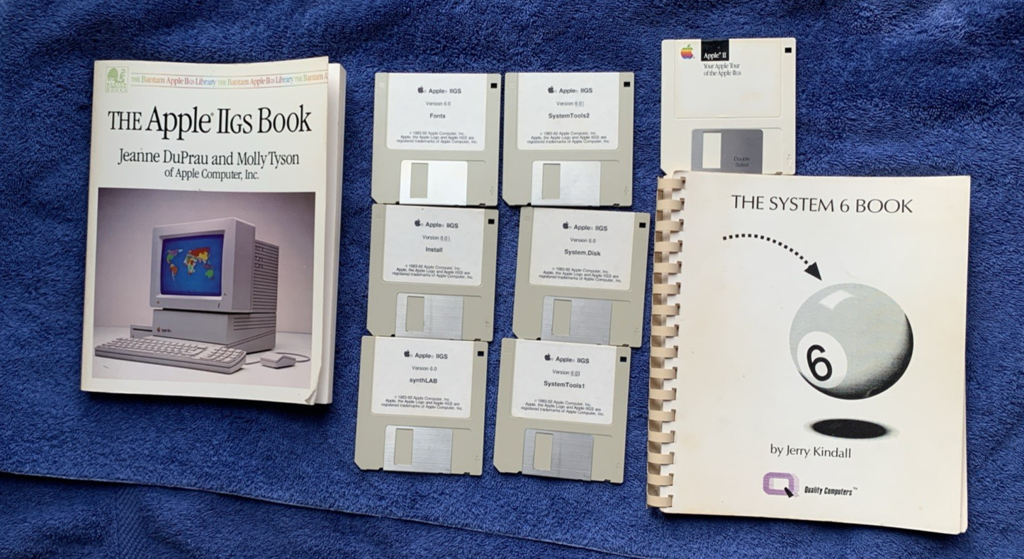 Vintage Apple IIGS Books, 3.5" Disks