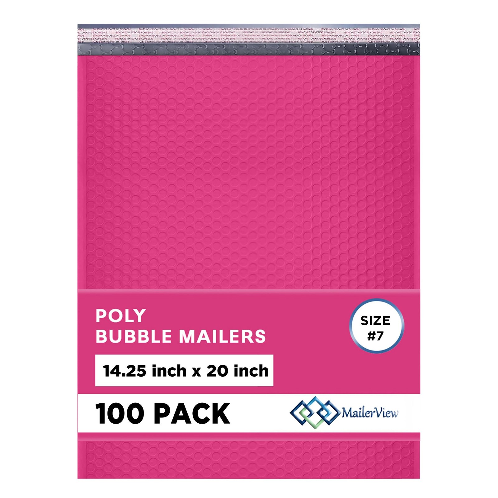 Hot Pink Bubble Mailers 14.25x20 Poly Padded Envelopes #7, 100 Pack