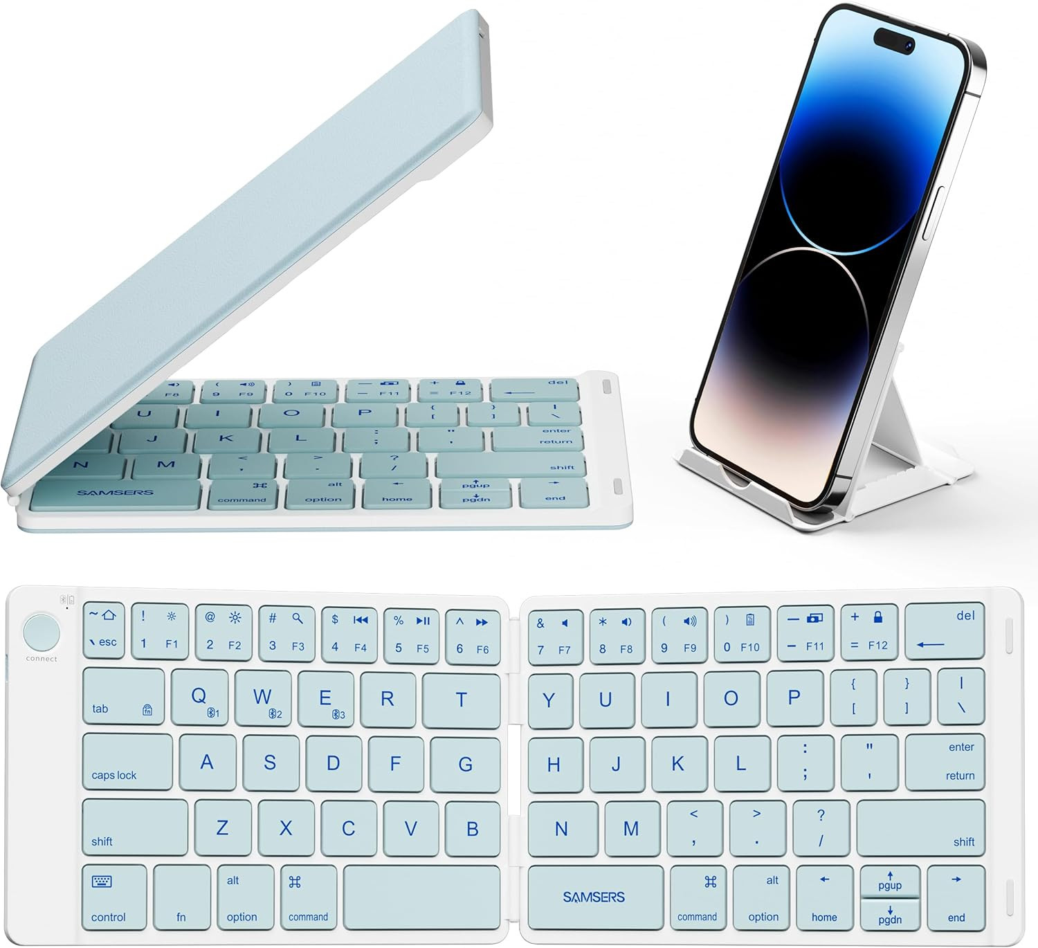 Samsers Bluetooth Foldable Keyboard, Wireless Portable Folding Keyboard, Full-Si