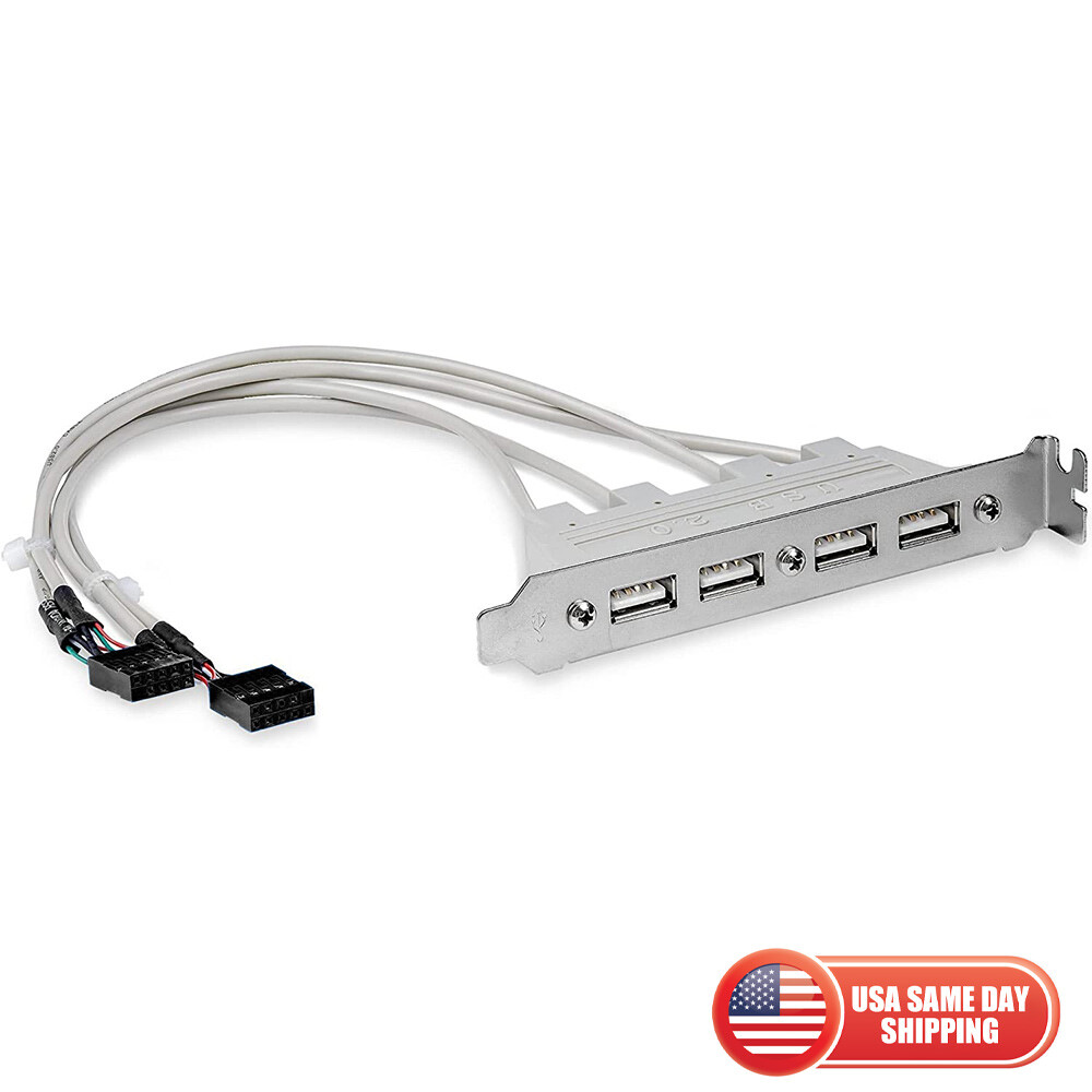 4 Ports USB 2.0 Hubs Expansion Rear Panel Header Bracket Motherboard Cable PC