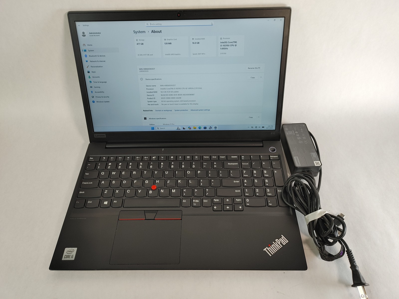 Lenovo ThinkPad E15 Gen 1 Core i5-10210U 1.60 GHz 16 GB DDR4 512 GB NVMe Windows