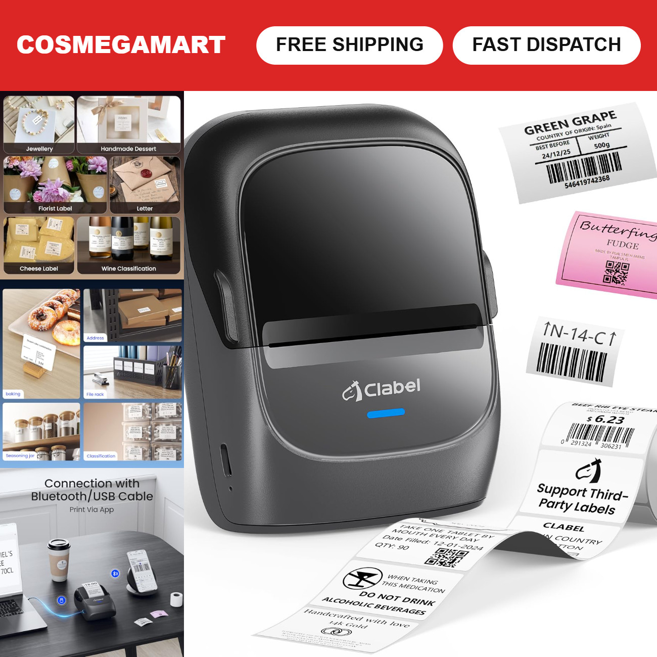 2" Bluetooth Thermal Label Maker Printer - Ideal for Small Business Shipping & O