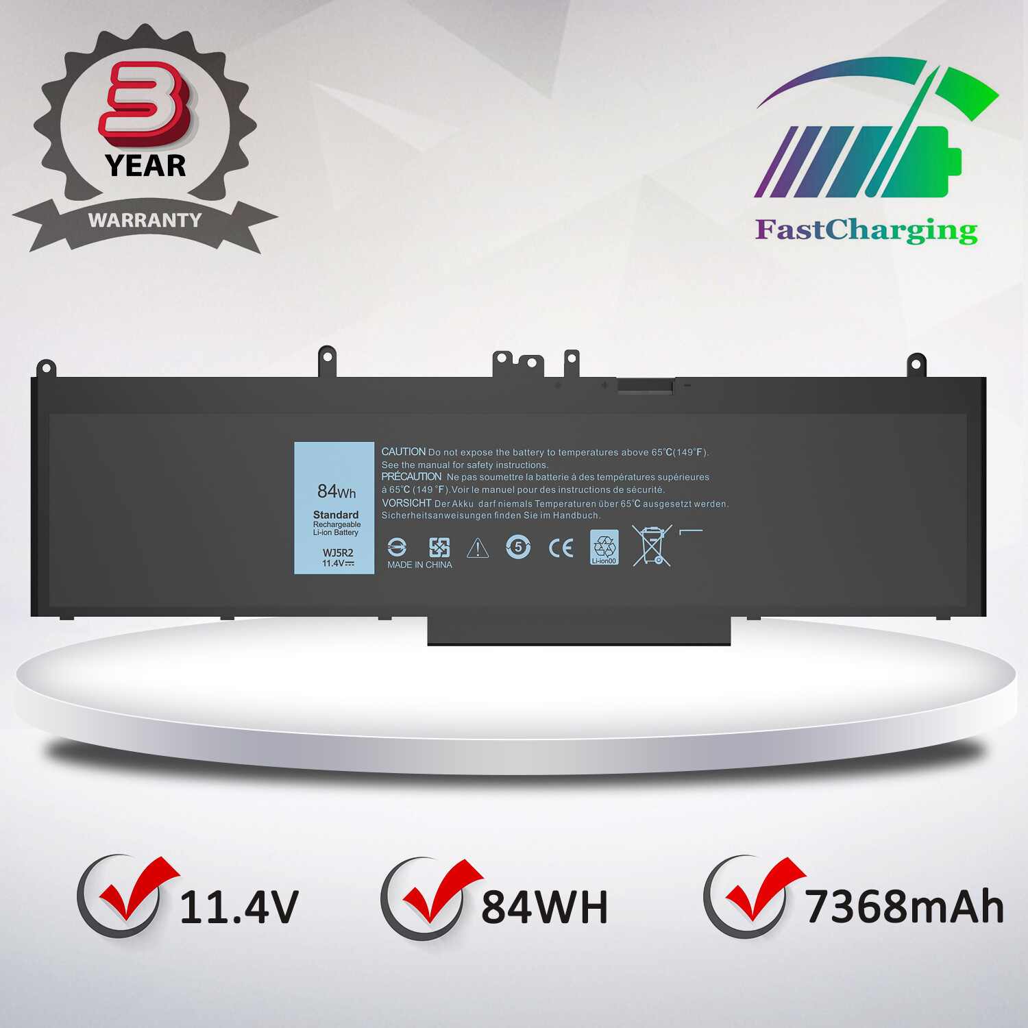 WJ5R2 Battery Replacement for Dell Latitude 5570 E5570 Series 4F5YV G9G1H K1G3K