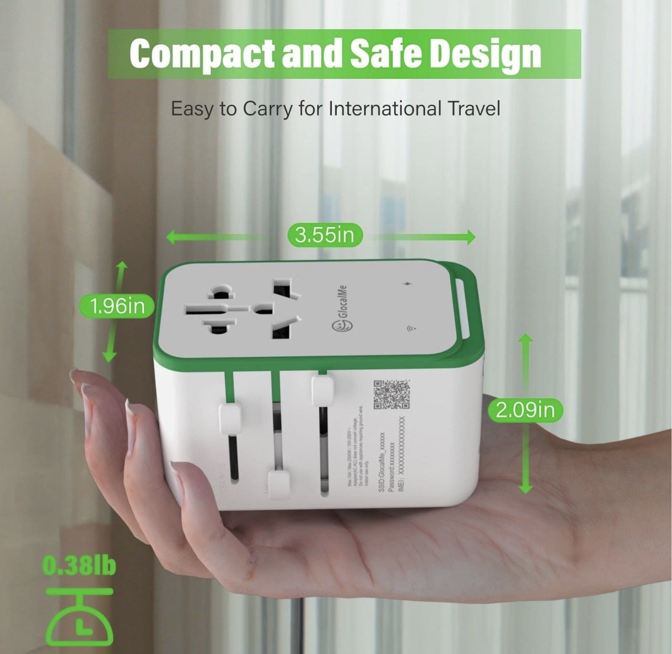 GlocalMe RoamPlug 70W Universal Travel Adapter with 4G WiFi Mobile Hotspot