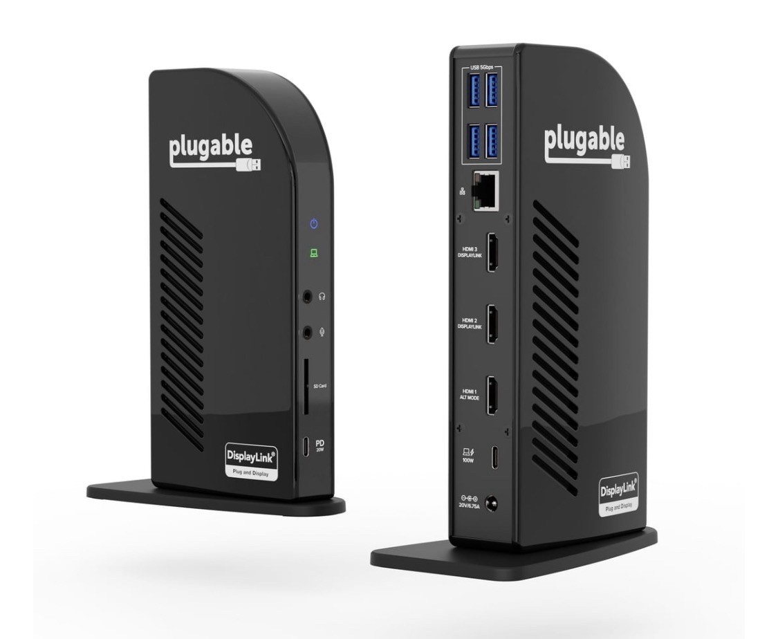 Plugable UD-ULTC4K USB-C Triple 4K Docking Station HDMI DP Ethernet Black Sealed