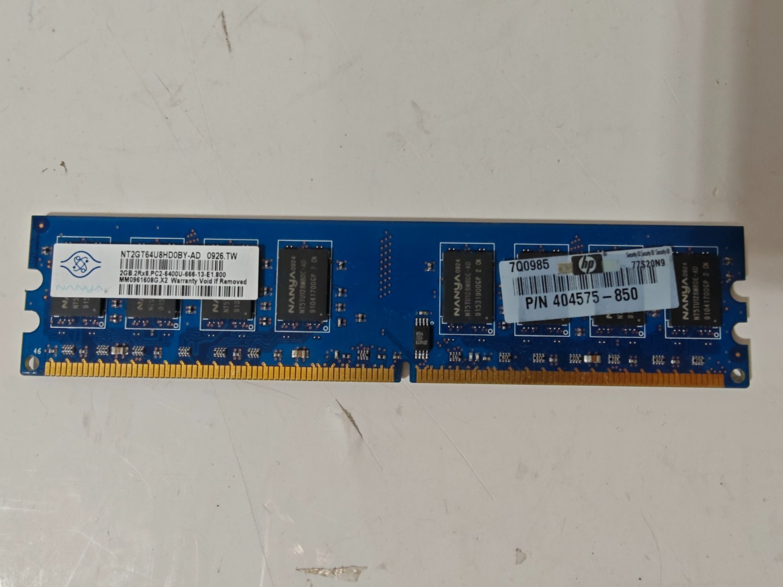 Nanya 2GB DDR2 2Rx8 PC2-6400U 240pin DIMM SDRAM MEMORY NT2GT64U8HD0BY-AD, Tested