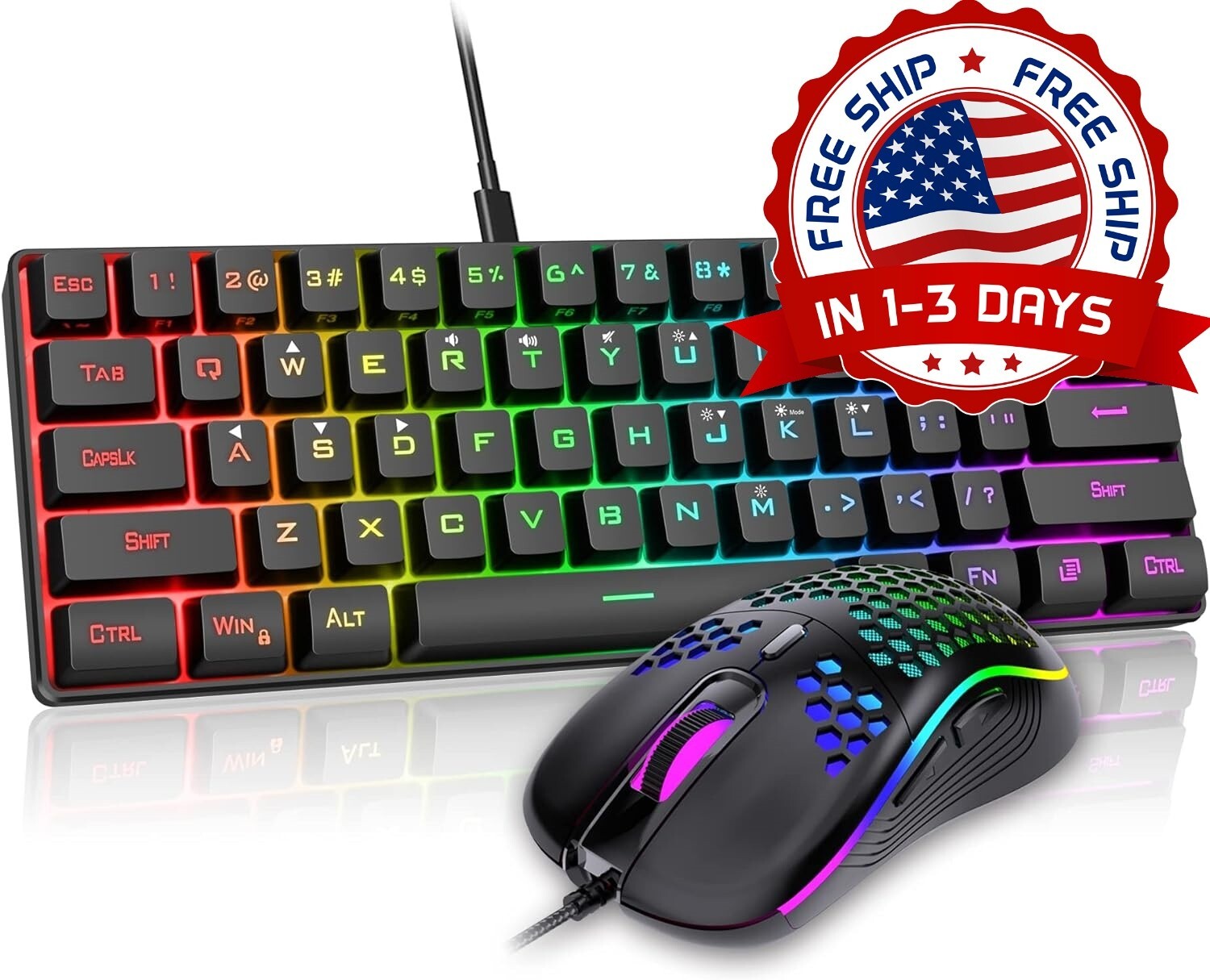 Combinación de teclado y ratón para juegos juego de juegos por cable ligero NEW