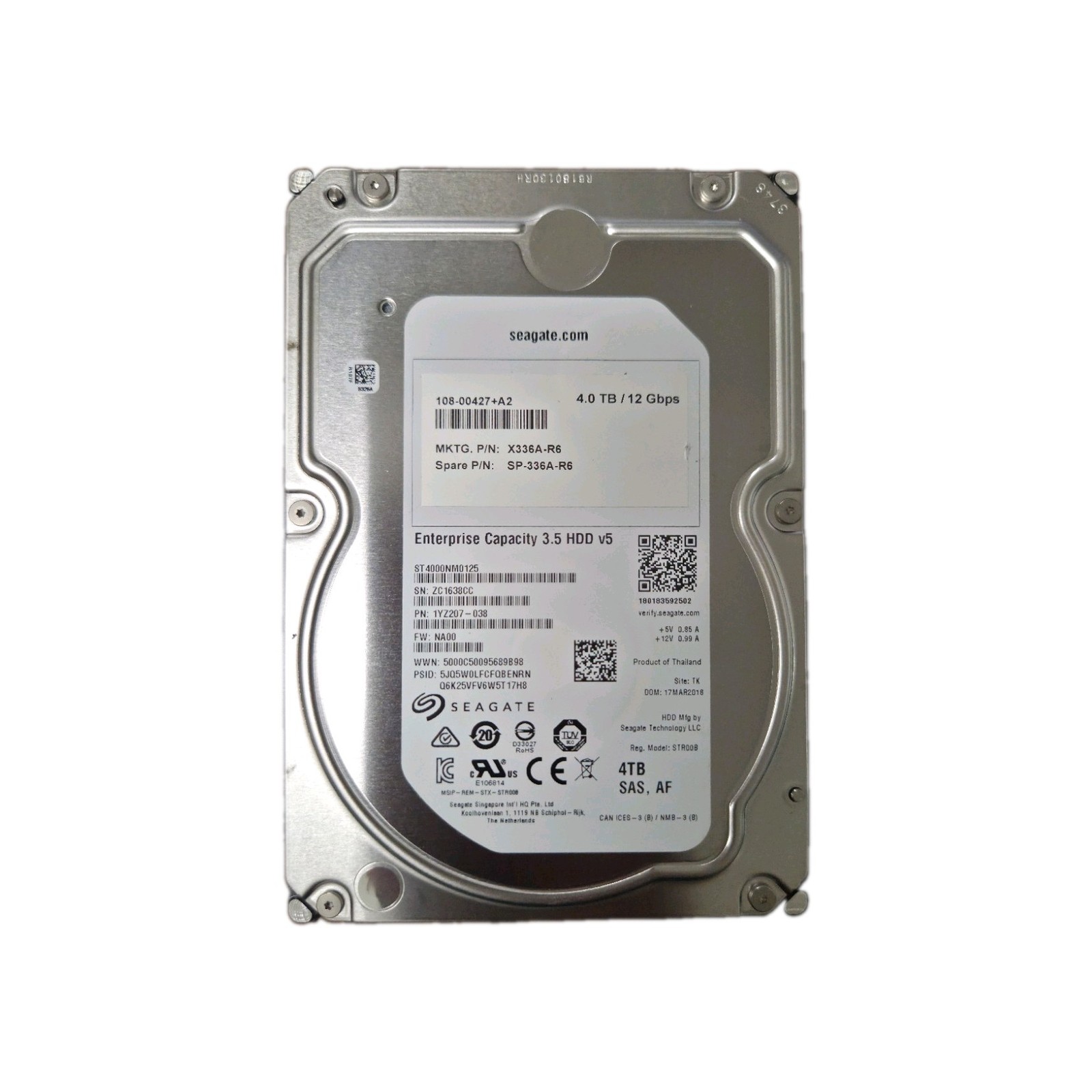 SEAGATE EXOS 4TB 7.2K 12Gb/s 3.5" 128MB Cach SAS  ST4000NM0125 HDD hard drive