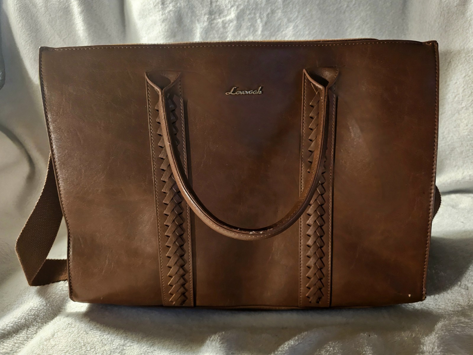 Lovevook Vintage Leather Laptop Bag, 17.3", Reddish Brown - Clutch NOT Included
