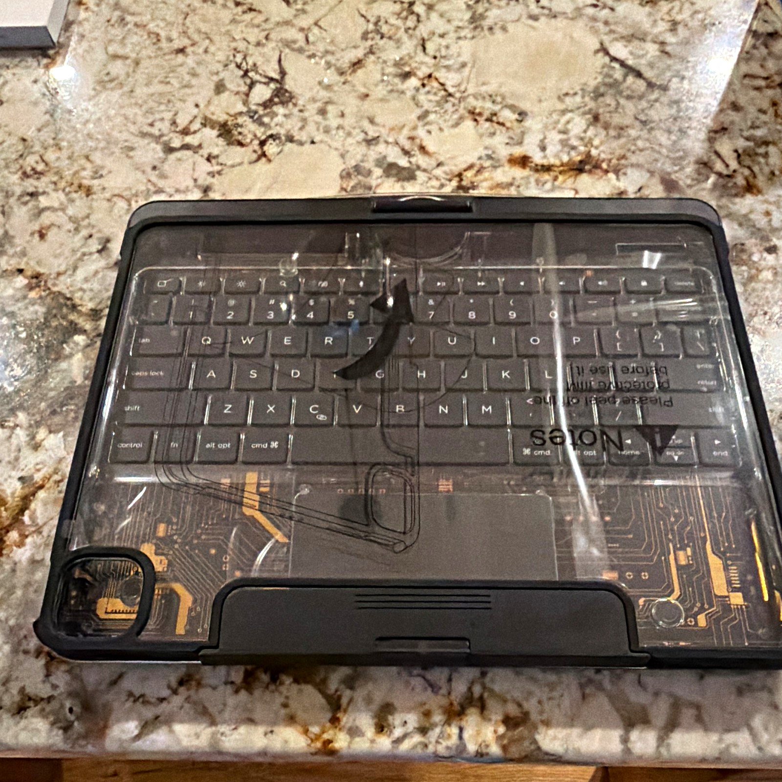 Clear/Black Keyboard Folio Case for Apple iPad, Rigid Plastic, Stand, Air 13in