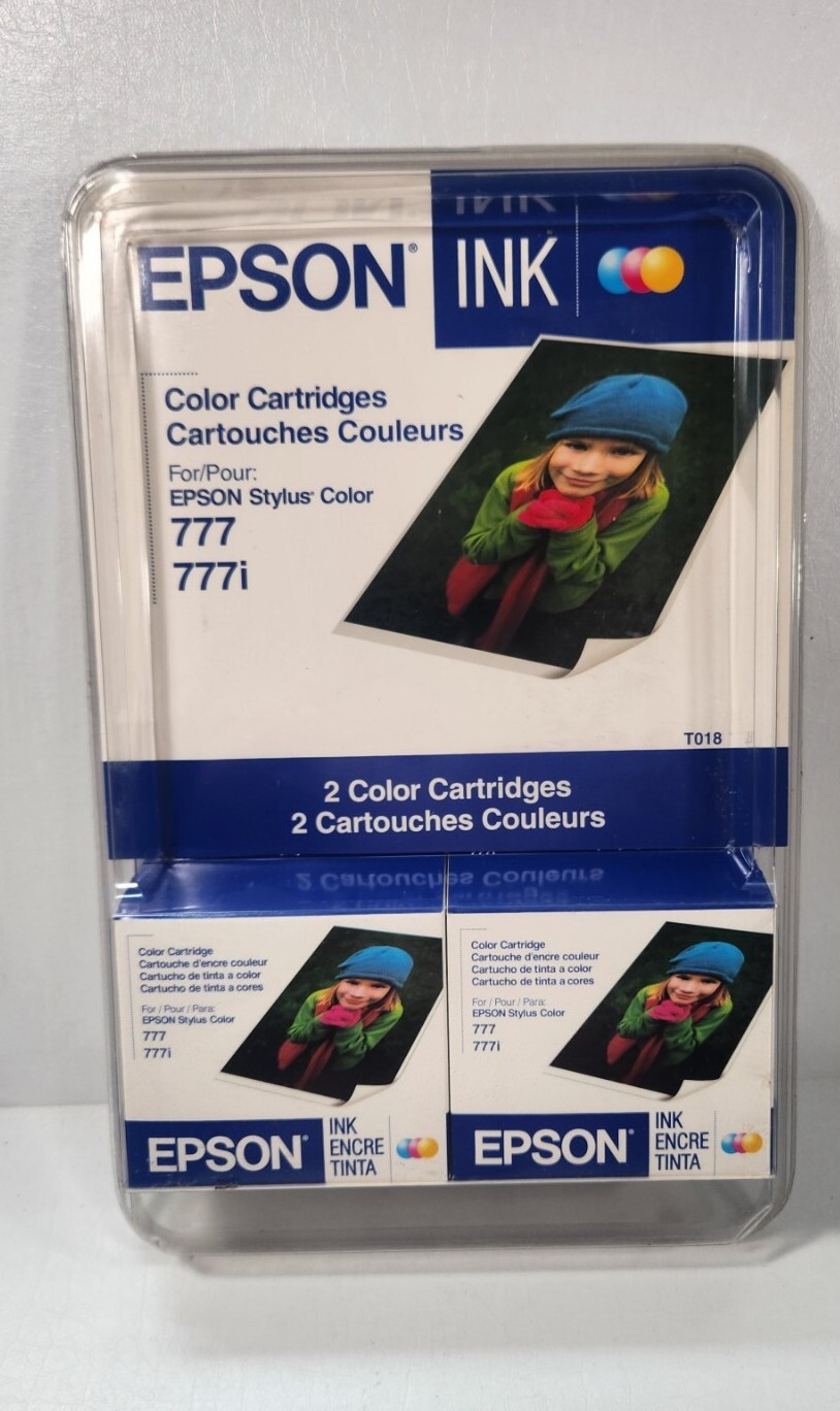 2 Pack Genuine T018 Colors Ink Cartridges Stylus 777 & 777i Printers