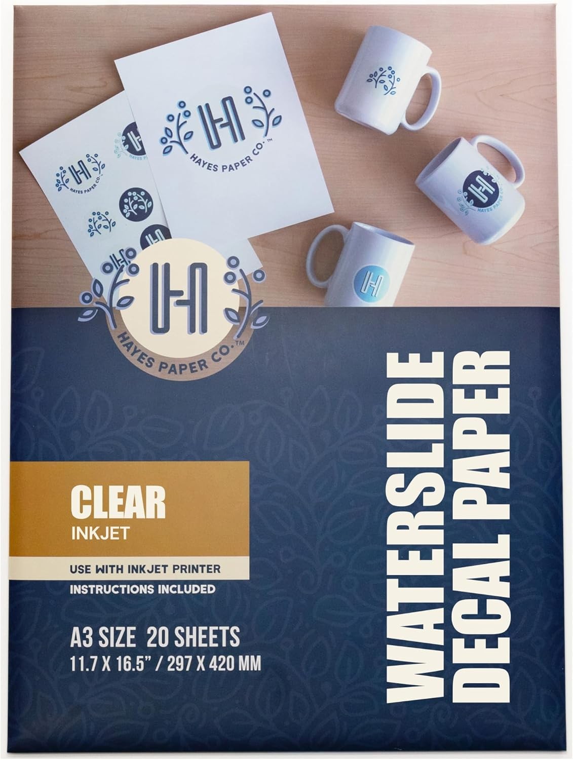 Hayes Waterslide Decal Paper for Inkjet Printers | 10 Clear A4 Sheets