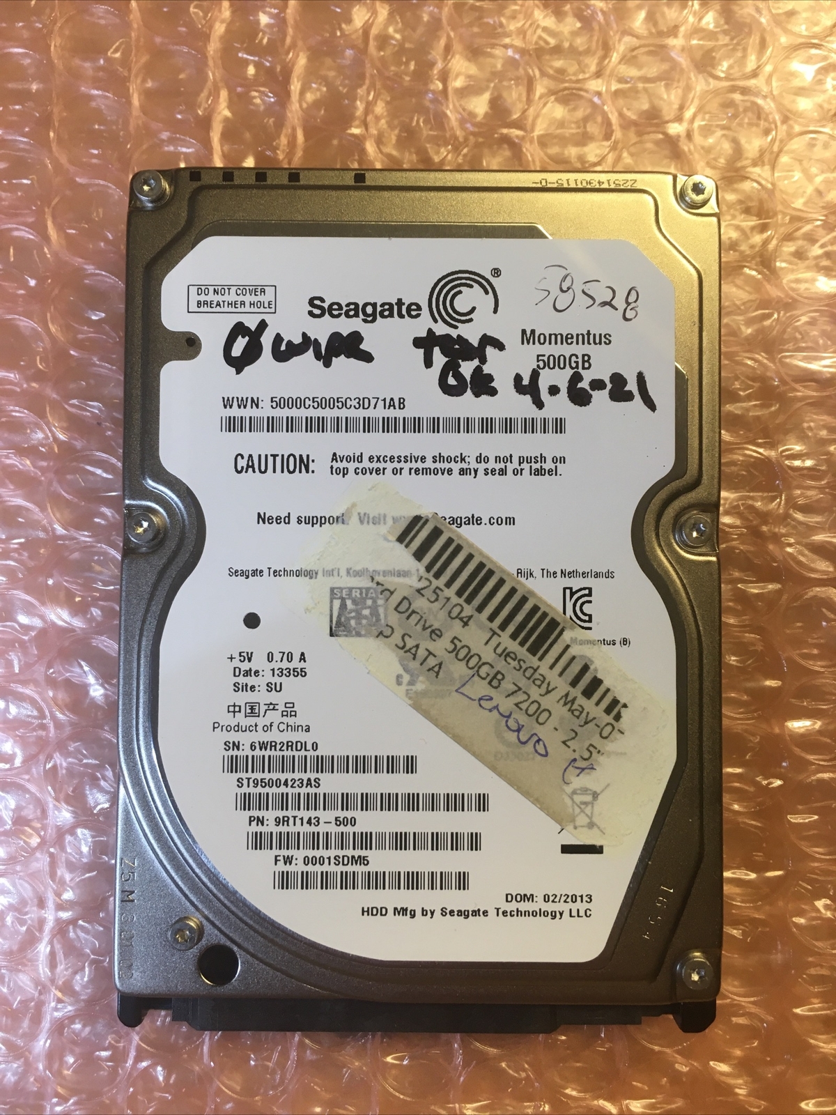 Seagate Mobile 500GB 2.5” Laptop HDD HARD DRIVE ST9500423AS SEE DIAGNOSTIC PICS