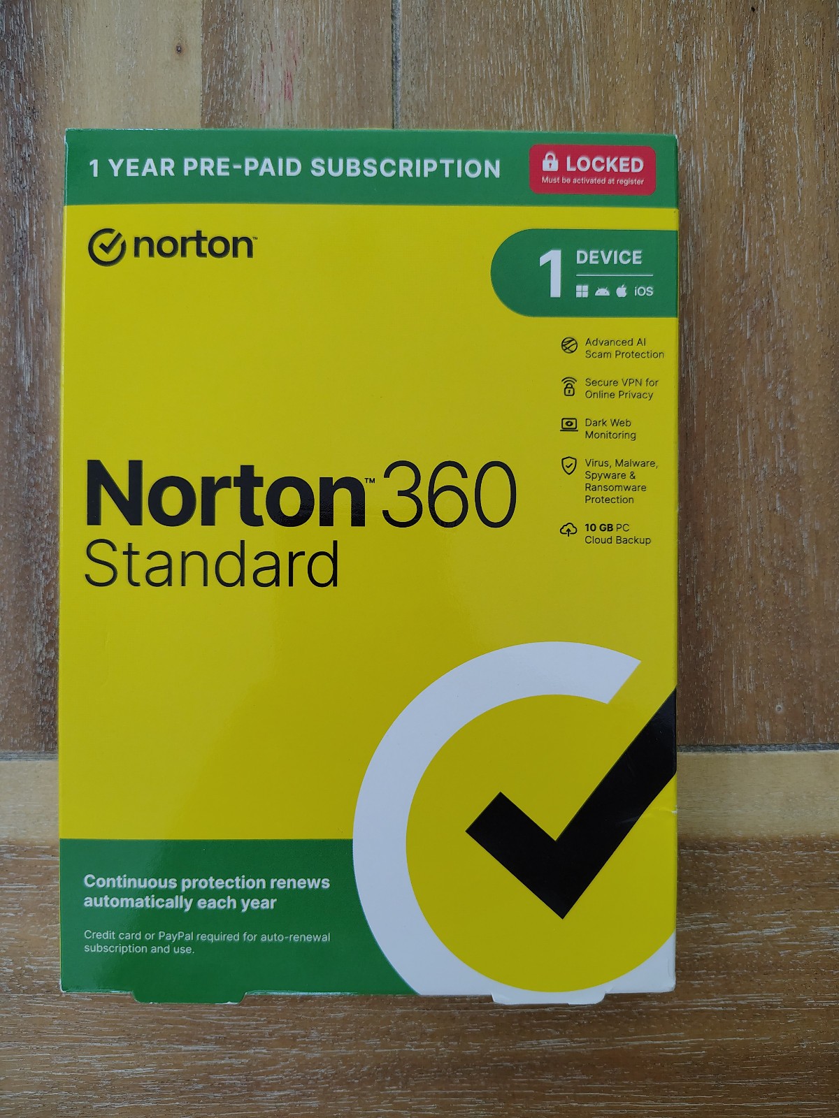 Norton 360 Standard 2026, 1 Device (PC Mac Android iOS) 1 Year New Ships FAST 