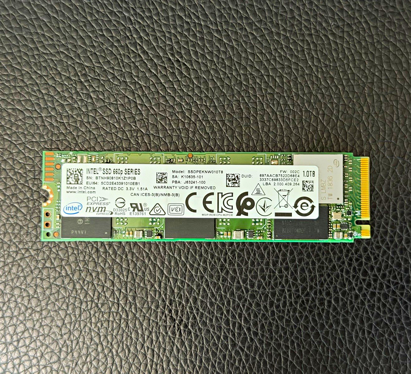 Intel 660p Series 1TB M.2 NVMe PCIe Internal SSD SSDPEKNW010T8 81% Health