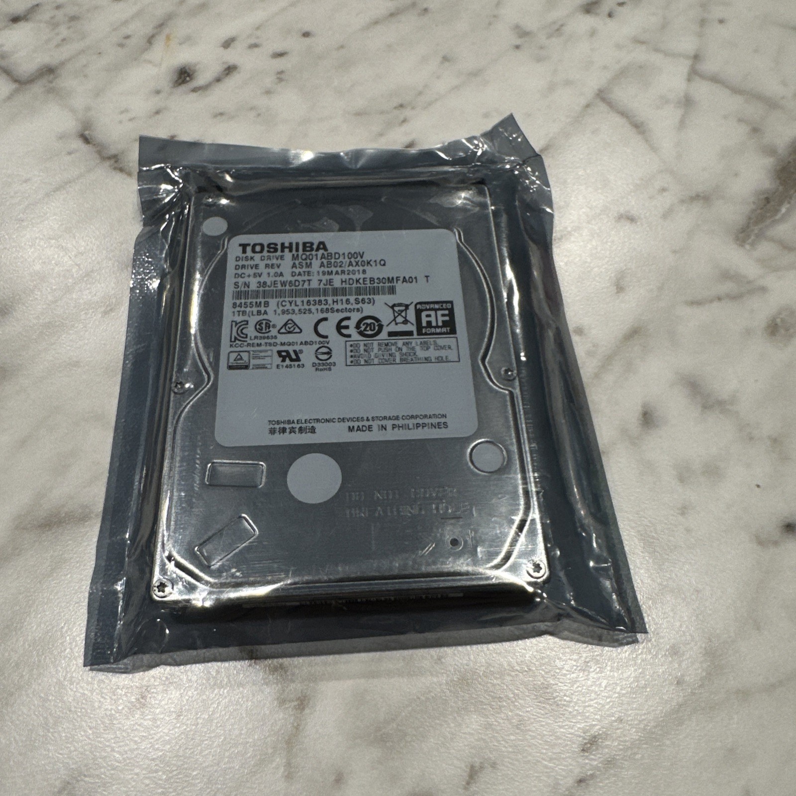 Toshiba MQ01ABD100V 1TB 25 SATA Internal Laptop HDD 5400RPM 8MB Cache G1N