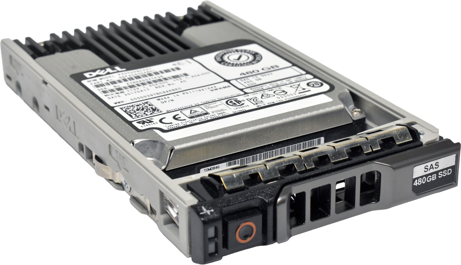Dell Toshiba 480GB 2.5" 12G SAS SSD PX05SVB048Y +Caddy 08FKXC for R720 R730