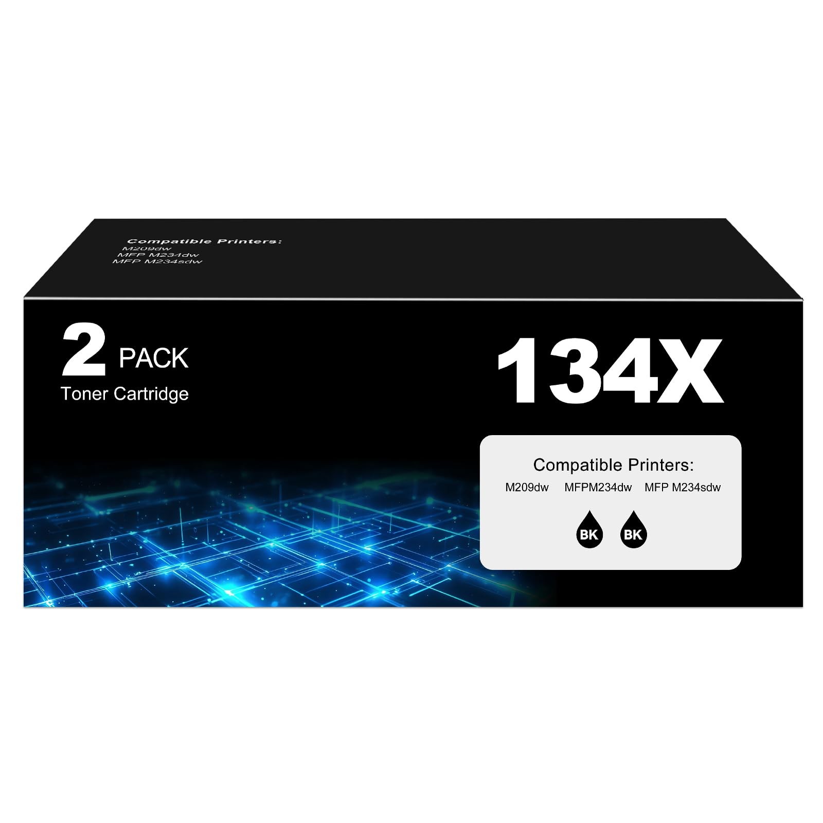 Replacement Toner Cartridge 134X Black Compatible for HP MFP M234dw, 2 Pack,