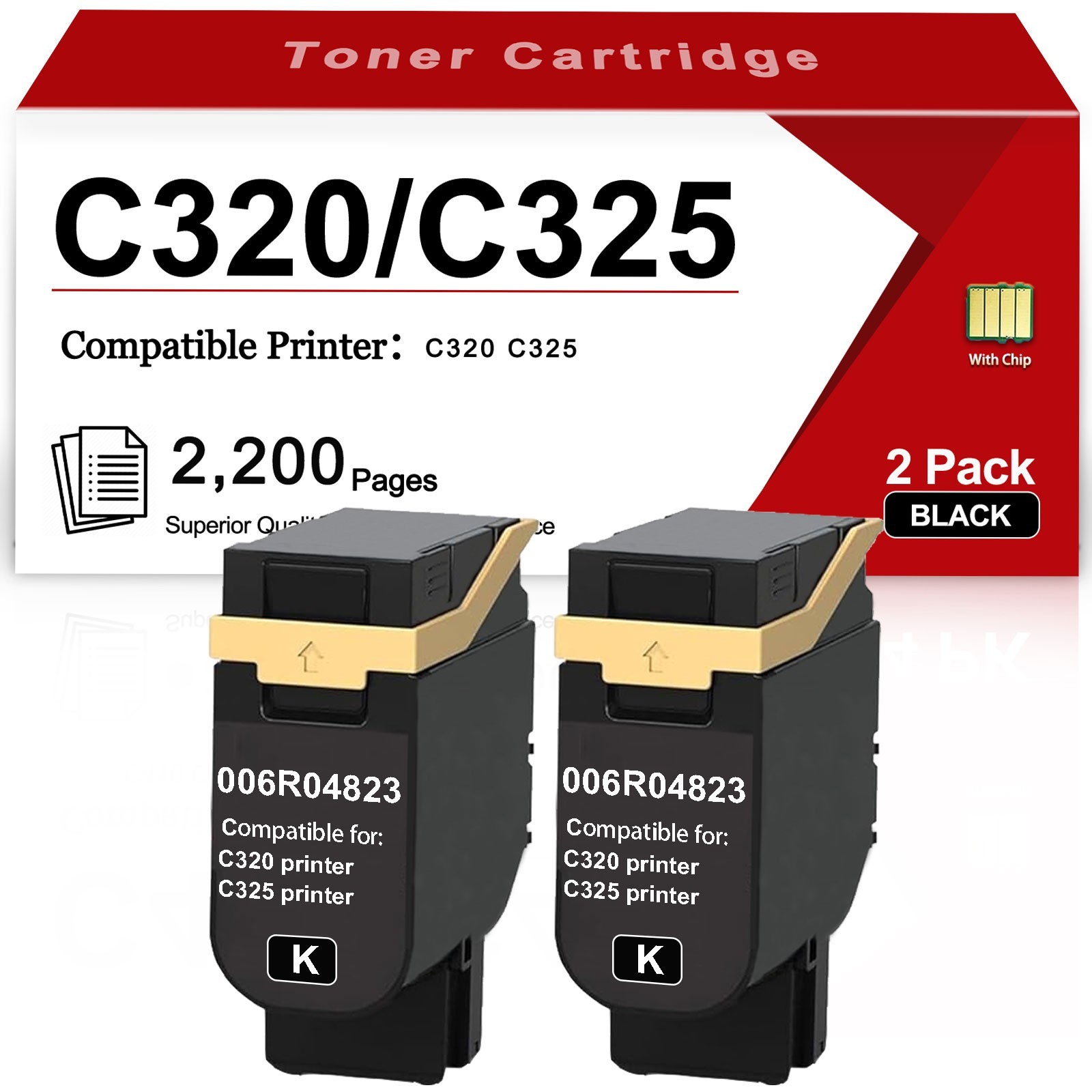 2 Pack C320 C325  006R04823 High Yield Toner Cartridge Compatible for C325 C320