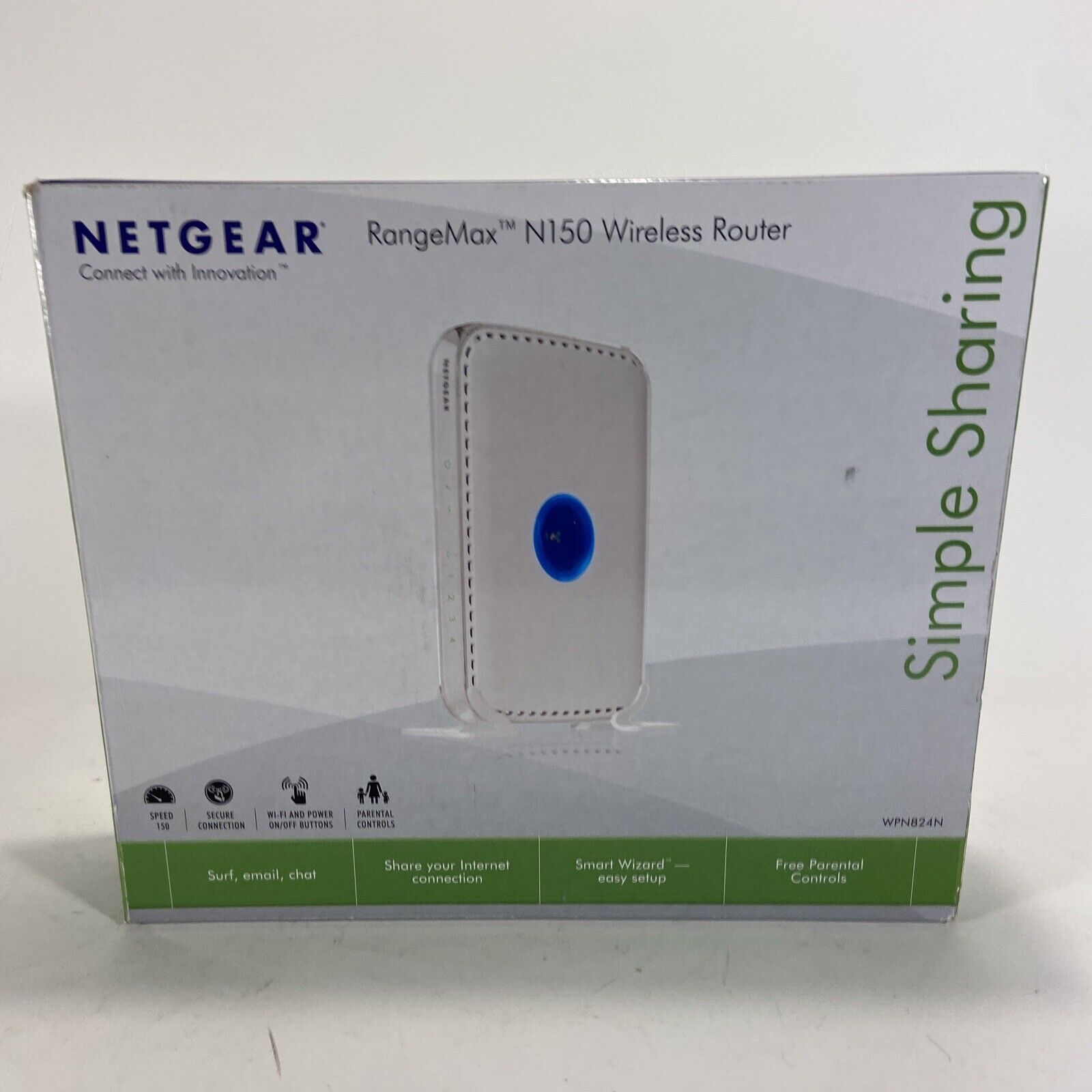 Netgear N150 WPN824N 150 Mbps 4-Port 10/100 Wireless G Router (WPN824N) Open-box