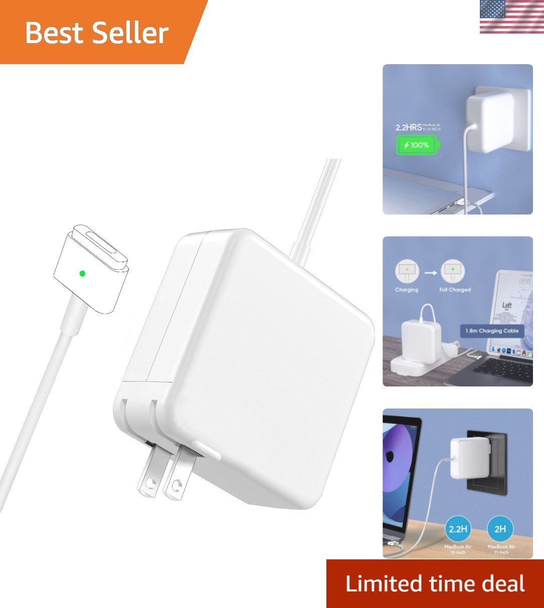 Mac Book Air Charger, 45W Magnetic Mag2 T-Tip Laptop Charger Suitable for Mac...