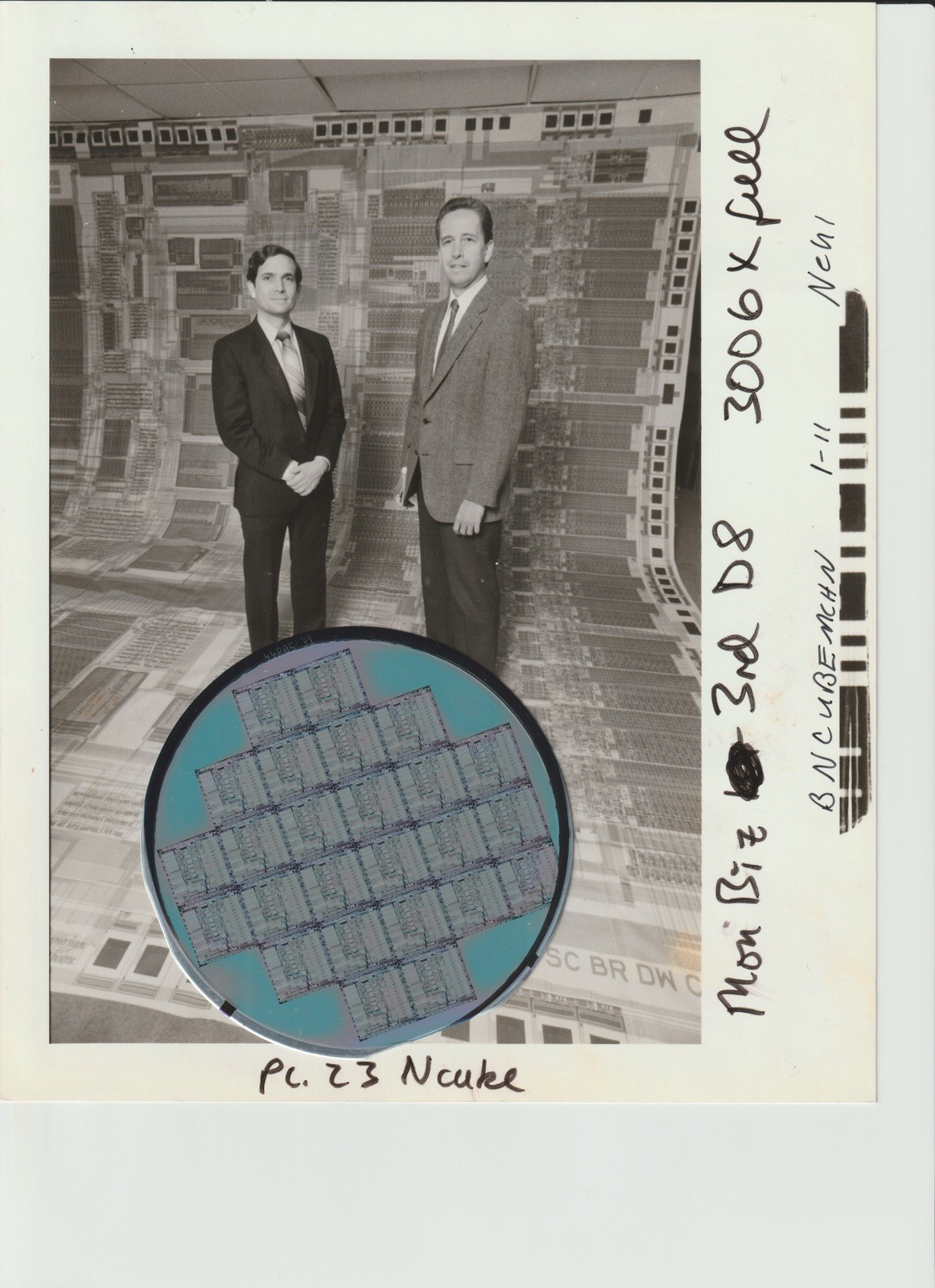 Vintage 1989 nCUBE-2 + Press Photo CPU  4" Silicon Wafer. Computing history