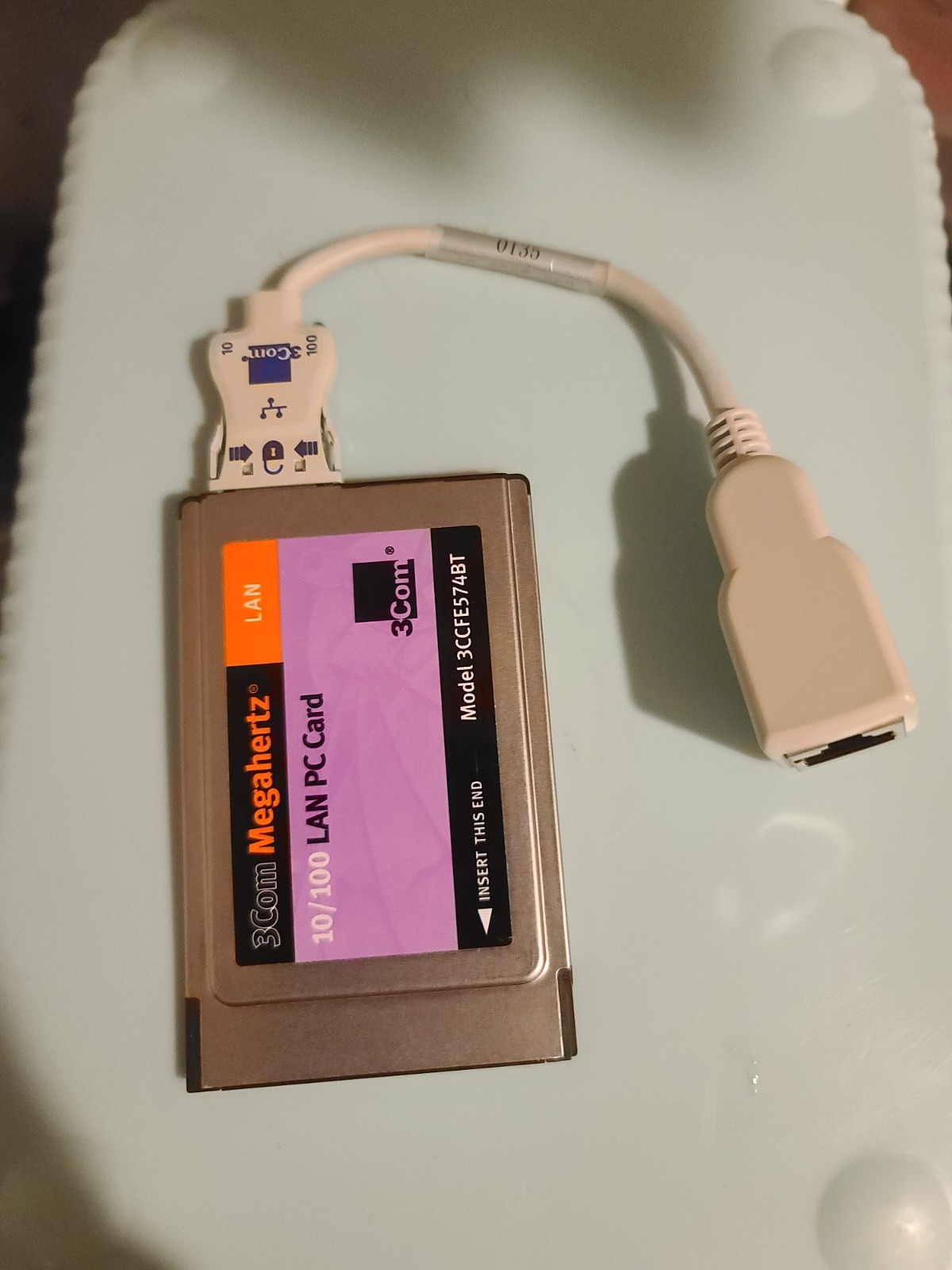 3Com 10/100 PCMCIA Ethernet LAN PC Card with Dongle Cable 